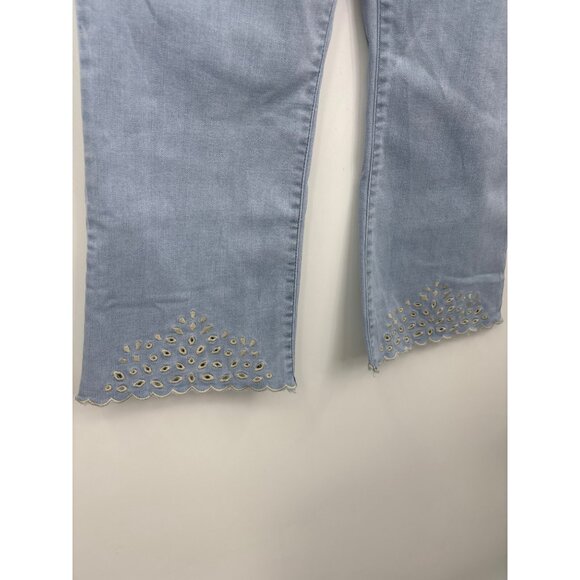 Democracy Ab Solution High Rise Cropped Flare Jean Embroidered Hem 14 NEW - Picture 3 of 7